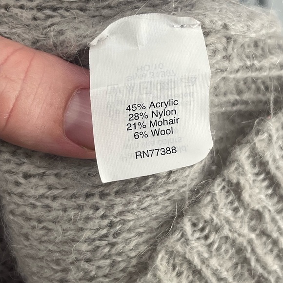 J crew factory mohair wool blend gray loose knit v neck sweater - Picture 5 of 8